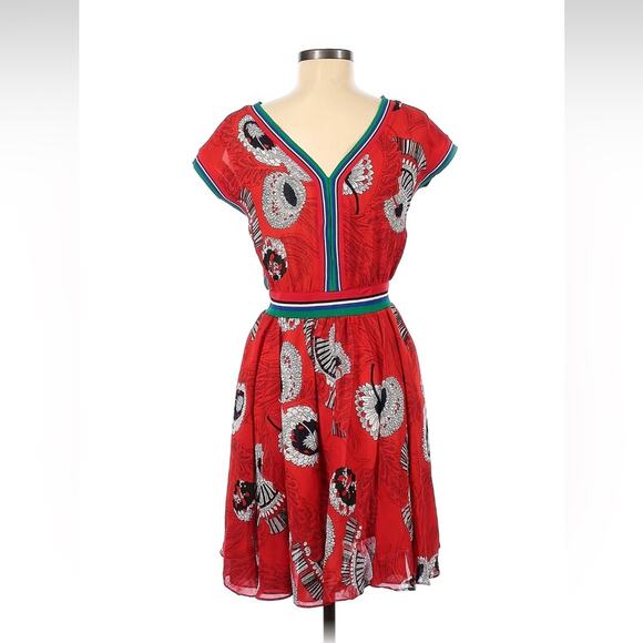 Rmo and Jul red floral print fit and flare dress, size med - Picture 3 of 7